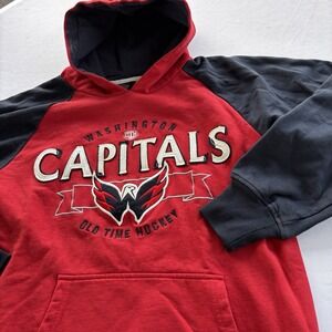 Washington Capitals Hoodie Youth‎ Medium Red Black Old Time Hockey NHL